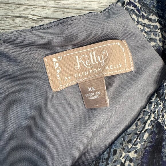 Kelly By Clinton Kelly blue grey lined long sleeve dress elastic waist XL P21 - Picture 2 of 6